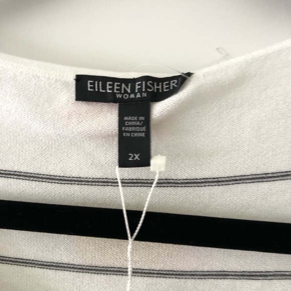 Eileen Fisher White Striped Tencel Coastal Grandma Top 2X - Picture 5 of 8